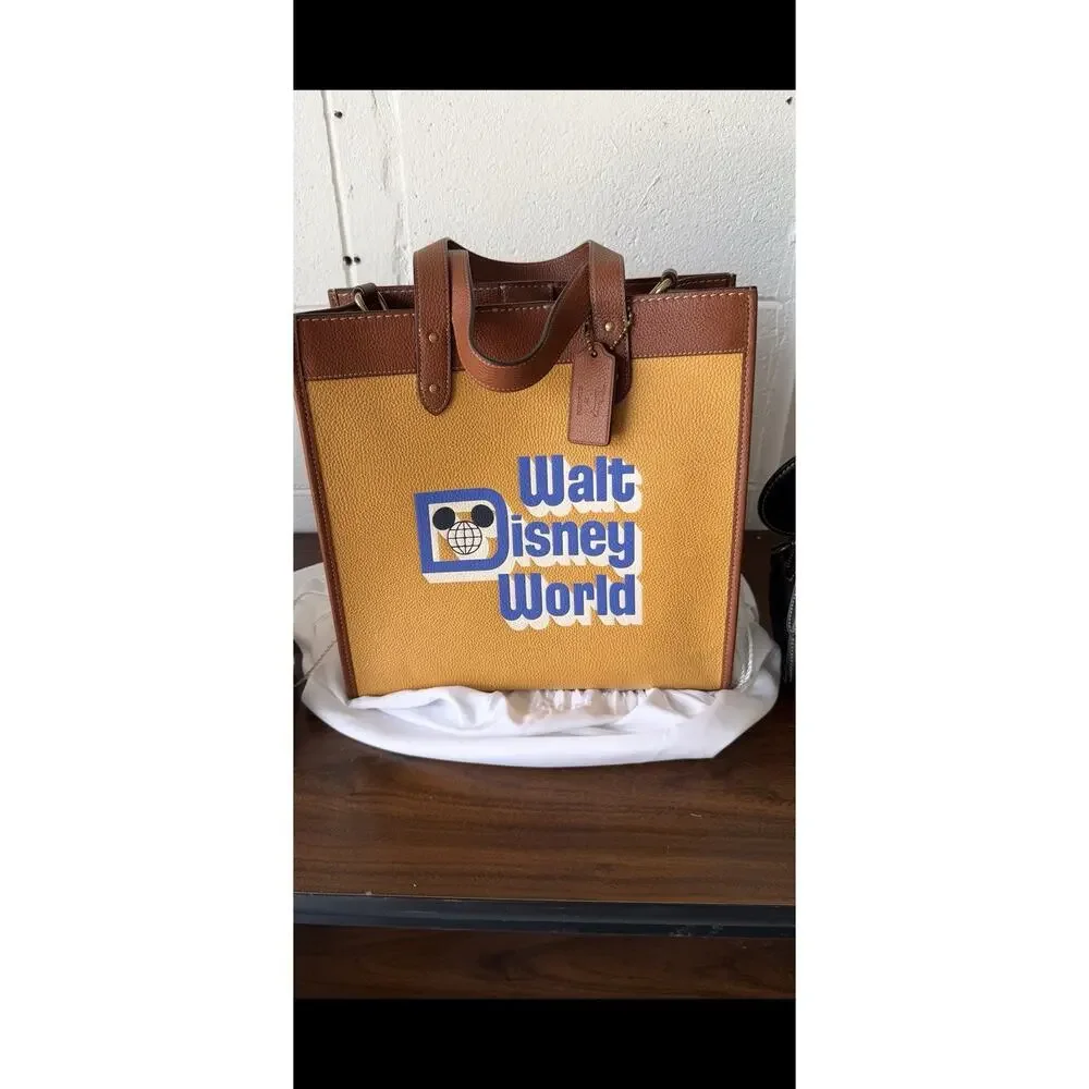 Disney x Coach Field Tote Walt Disney World 50th Leather Bag C8551 Honeycomb